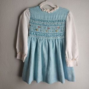 Vintage 70s Polly Flinders Smocked Dress 6x